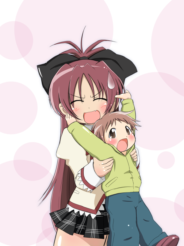 sakura kyoko and kaname tatsuya (mahou shoujo madoka magica) drawn by mizushima_(p201112)