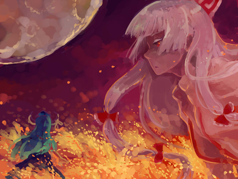 fujiwara no mokou, kamishirasawa keine, and ex-keine (touhou) drawn by duthcjs