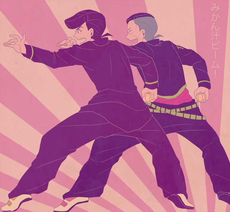 higashikata josuke and nijimura okuyasu (jojo no kimyou na bouken and 1 more) drawn by aju222