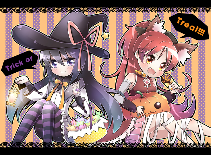 akemi homura and sakura kyoko (mahou shoujo madoka magica) drawn by ankoku4649