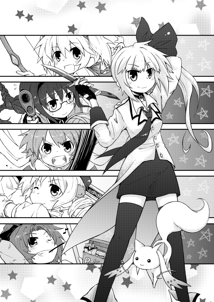 akemi homura, kaname madoka, miki sayaka, sakura kyoko, tomoe mami, and 1 more (original and 1 more) drawn by viva!!