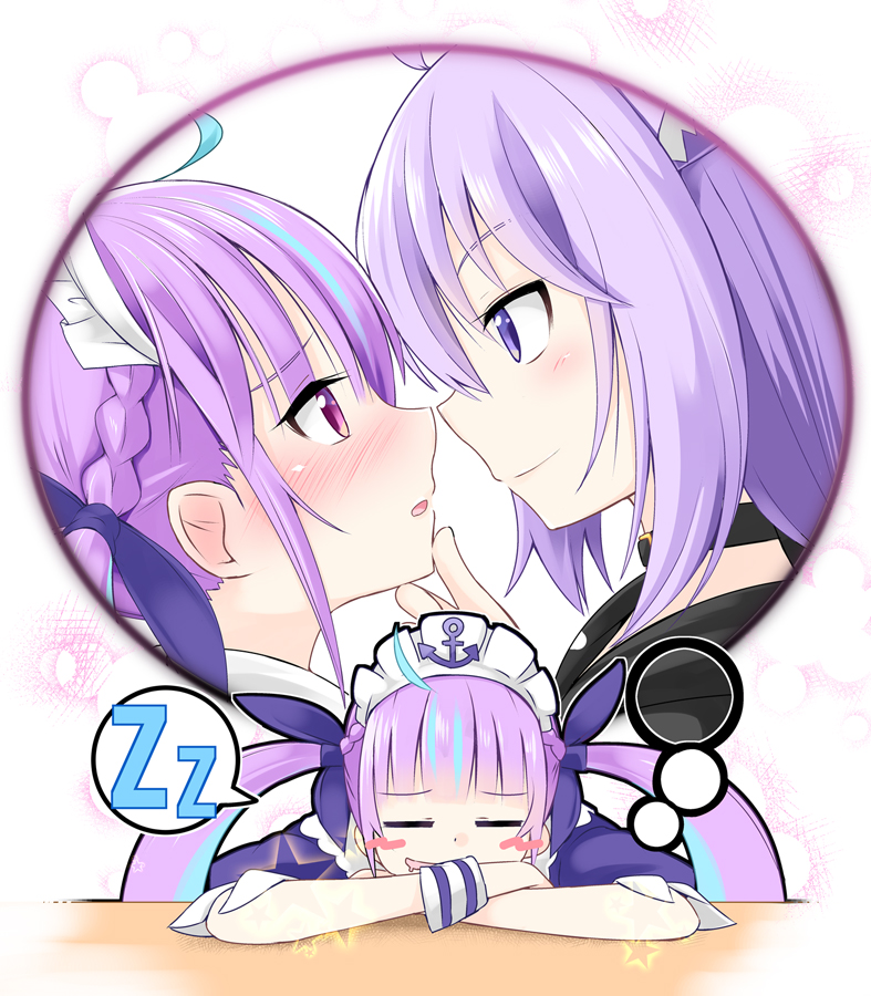 nekomata okayu and minato aqua (hololive) drawn by ichimi