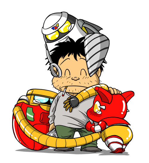 getter-1, getter-2, getter-3, and ishikawa ken (real life and 1 more) drawn by yousuke_(guruguru_medaman)