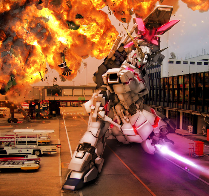 unicorn gundam (gundam and 1 more) drawn by hiropon_(tasogare_no_puu)