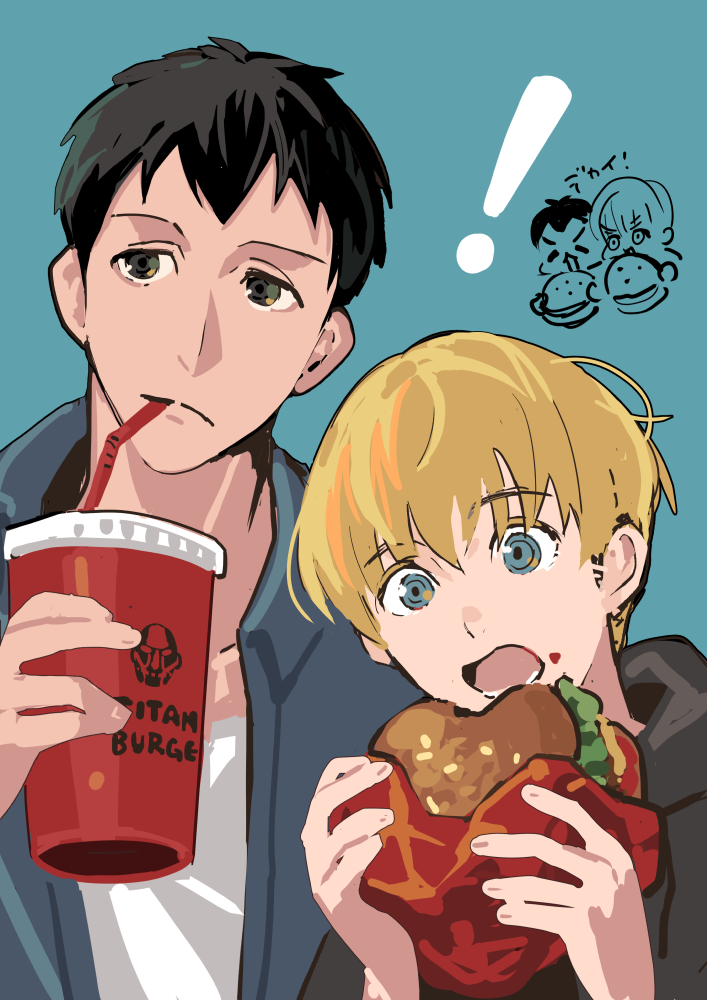 armin arlert, titan, bertolt hoover, and colossal titan (shingeki no kyojin) drawn by kima33333
