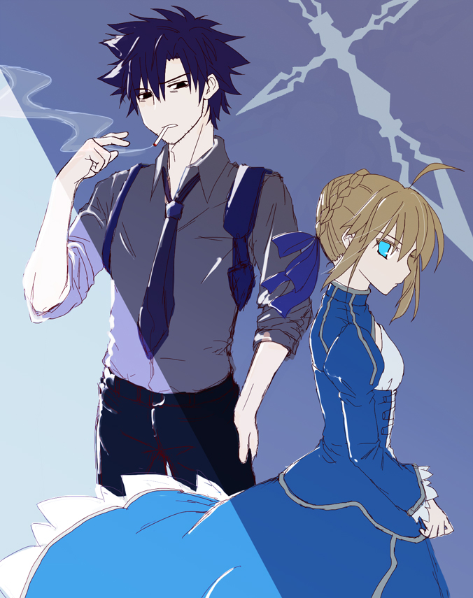 artoria pendragon, saber, and emiya kiritsugu (fate and 1 more) drawn by ryu-ka