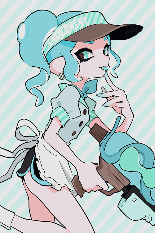octoling player character and octoling girl (splatoon and 1 more) drawn by imaikuy0