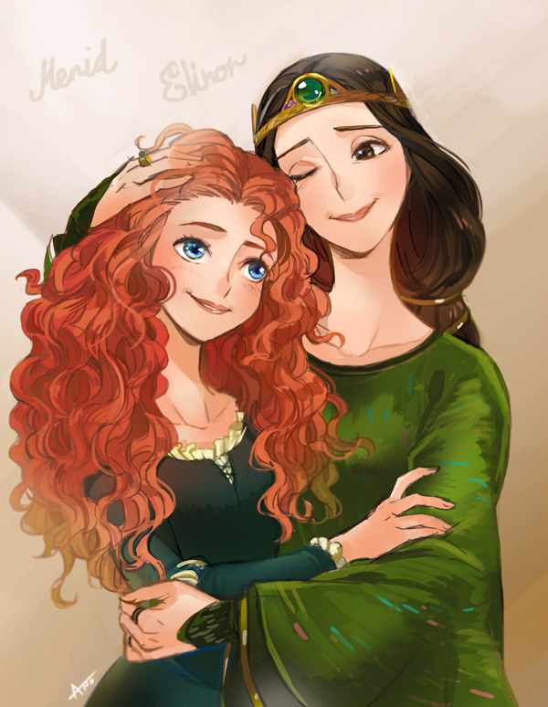merida and elinor (brave) drawn by ano_(sbee)