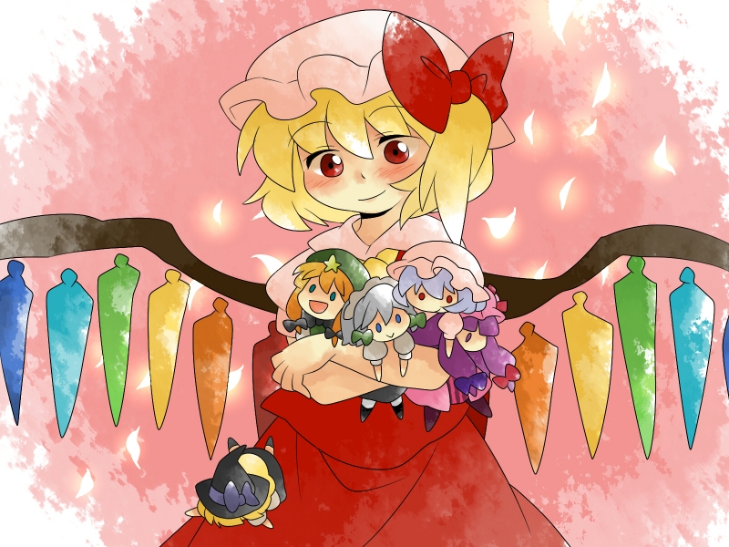 kirisame marisa, remilia scarlet, flandre scarlet, izayoi sakuya, patchouli knowledge, and 1 more (touhou) drawn by hammer_(sunset_beach)