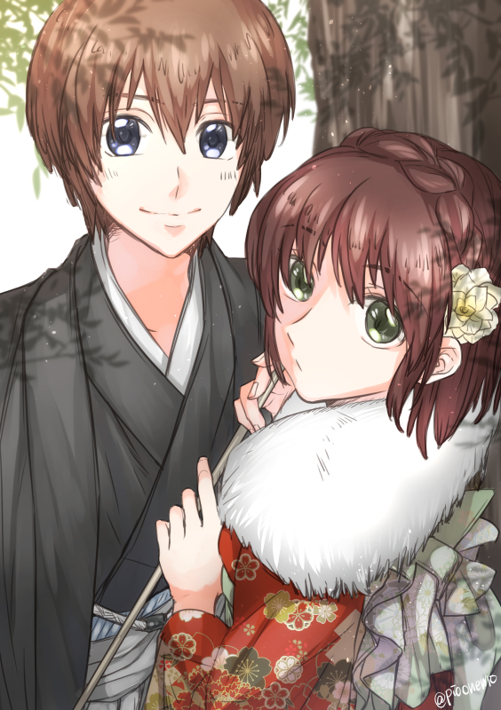 nishio rina and nishio akira (soukyuu no fafner) drawn by wae