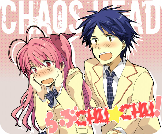 sakihata rimi and nishijou takumi (chaos;head) drawn by takana_(nanao)
