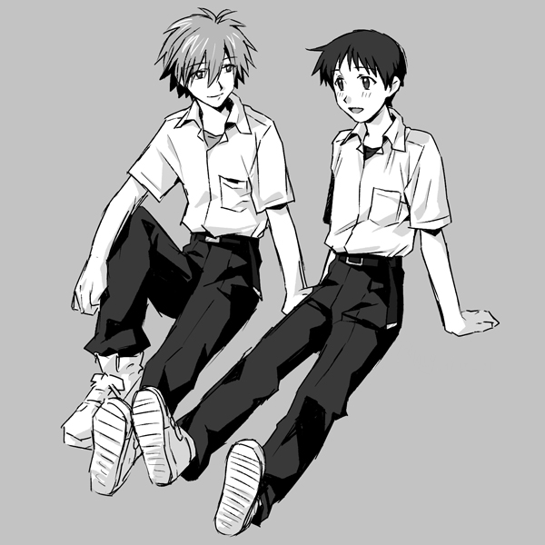 ikari shinji and nagisa kaworu (neon genesis evangelion) drawn by dash10