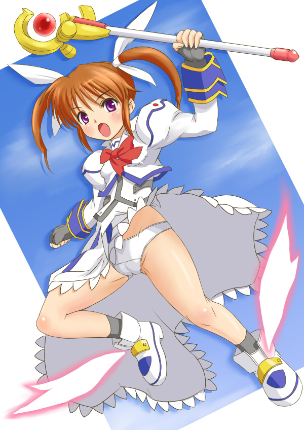 takamachi nanoha and raising heart (lyrical nanoha and 2 more) drawn by ginjyasei