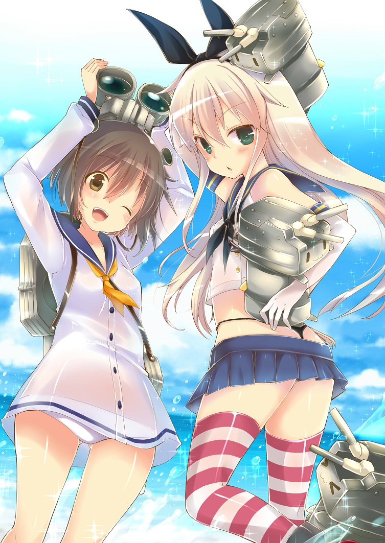 shimakaze, yukikaze, and rensouhou-chan (kantai collection) drawn by inui_achu