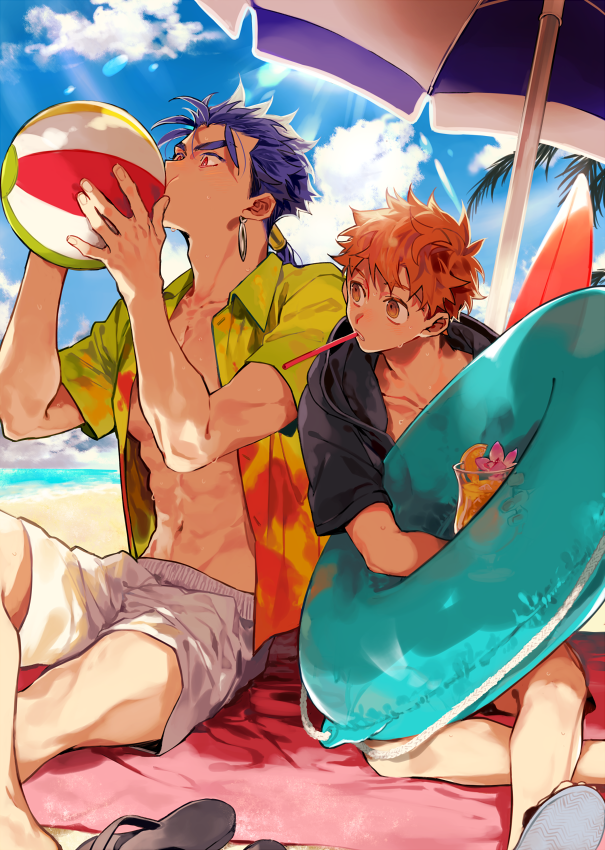 emiya shirou and cu chulainn (fate and 2 more) drawn by tatsuta_age