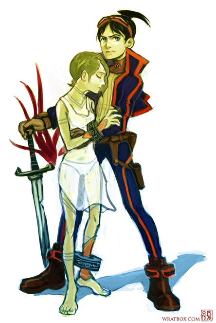 nina and ryu (breath of fire and 1 more) drawn by carolyn_gan