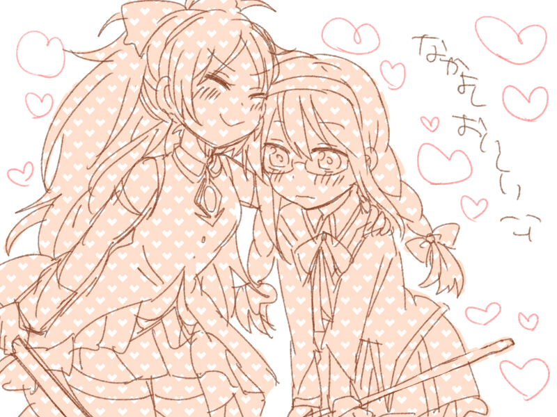 akemi homura and sakura kyoko (mahou shoujo madoka magica) drawn by zawameki