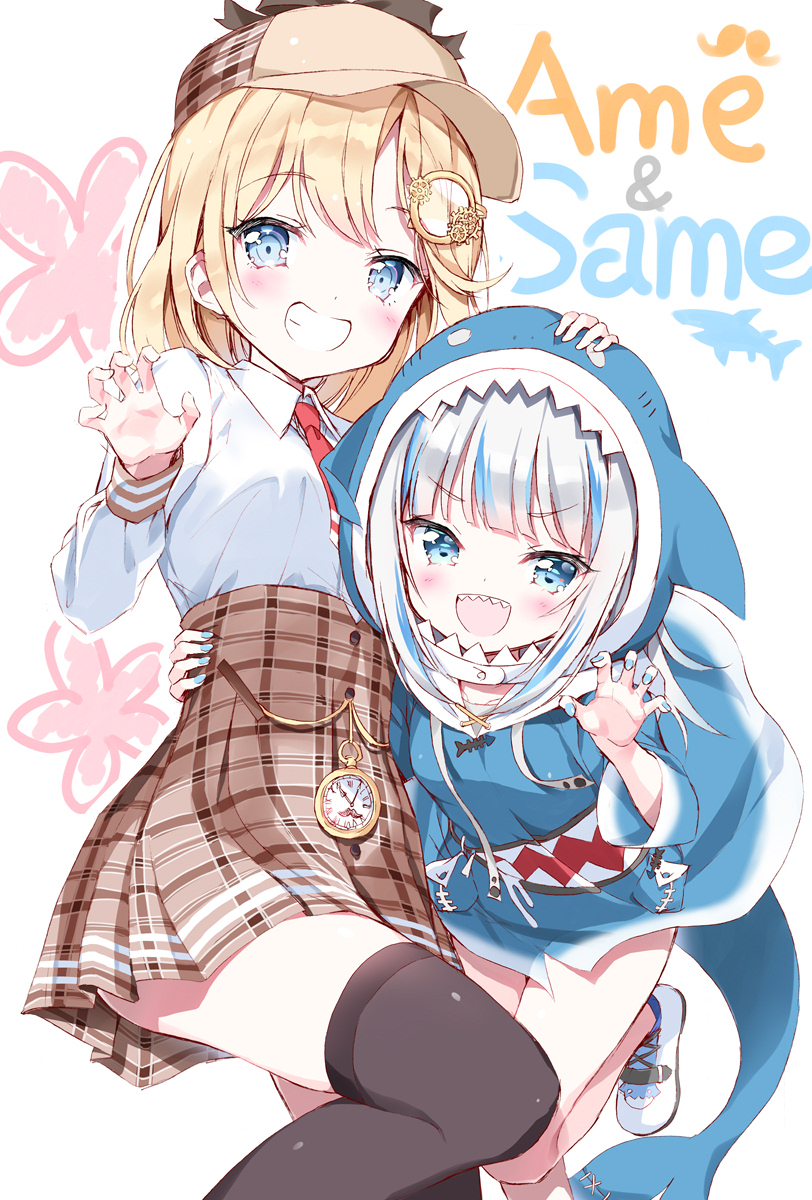 gawr gura and watson amelia (hololive) drawn by takahashi_tetsuya