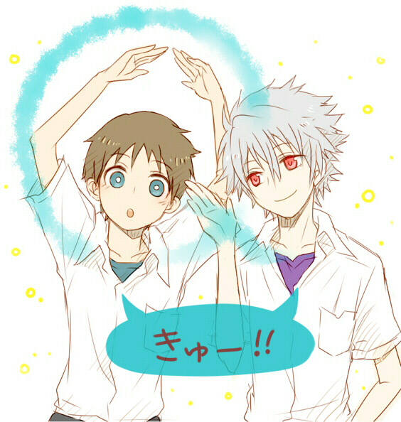 ikari shinji and nagisa kaworu (neon genesis evangelion) drawn by haruno_(flower7_nagi)