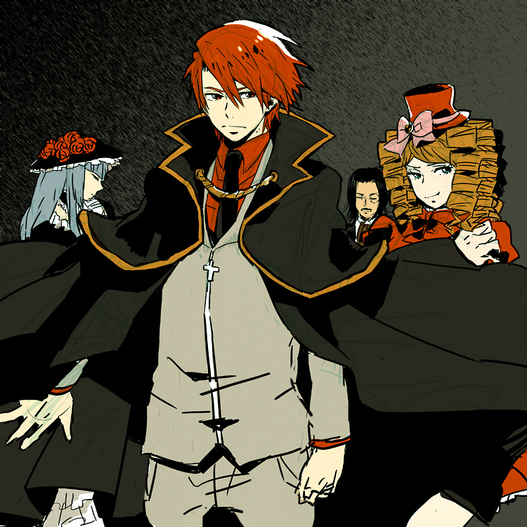 ushiromiya battler, virgilia, gaap, and ronove (umineko no naku koro ni) drawn by sanada_(sappu)