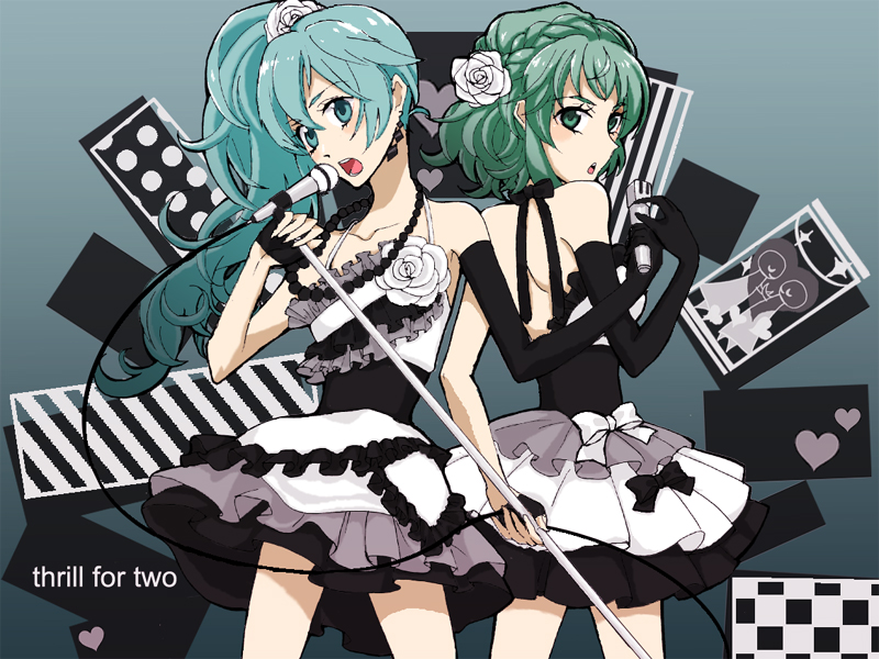 hatsune miku and gumi (vocaloid and 1 more) drawn by meka00