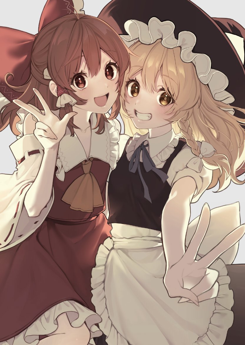 hakurei reimu and kirisame marisa (touhou) drawn by vanilla_(miotanntann)