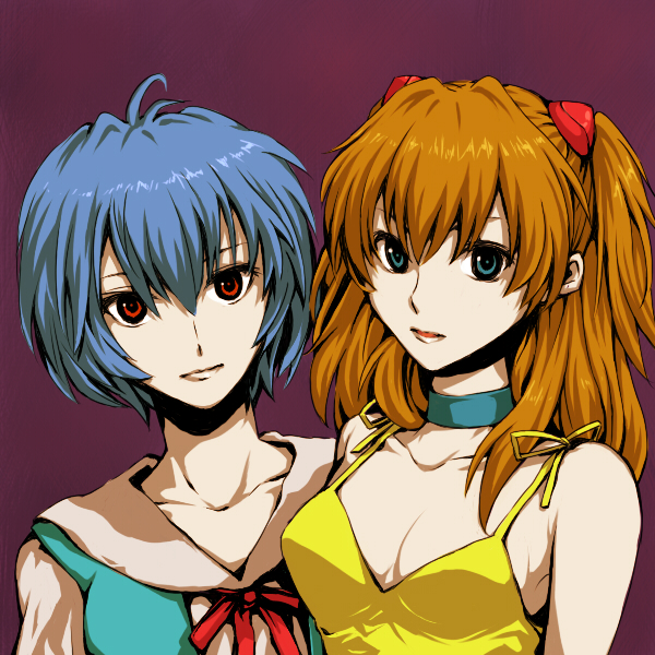 souryuu asuka langley and ayanami rei (neon genesis evangelion) drawn by buchi_(pixiv30168)