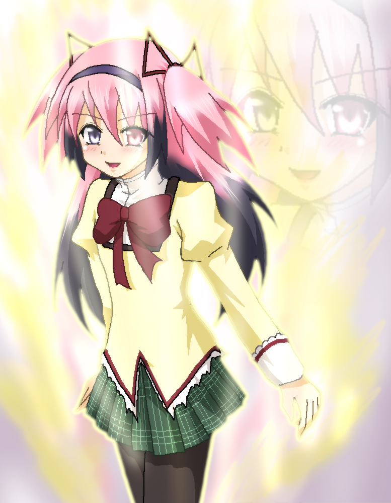 akemi homura and kaname madoka (mahou shoujo madoka magica) drawn by hayashiya_zankurou