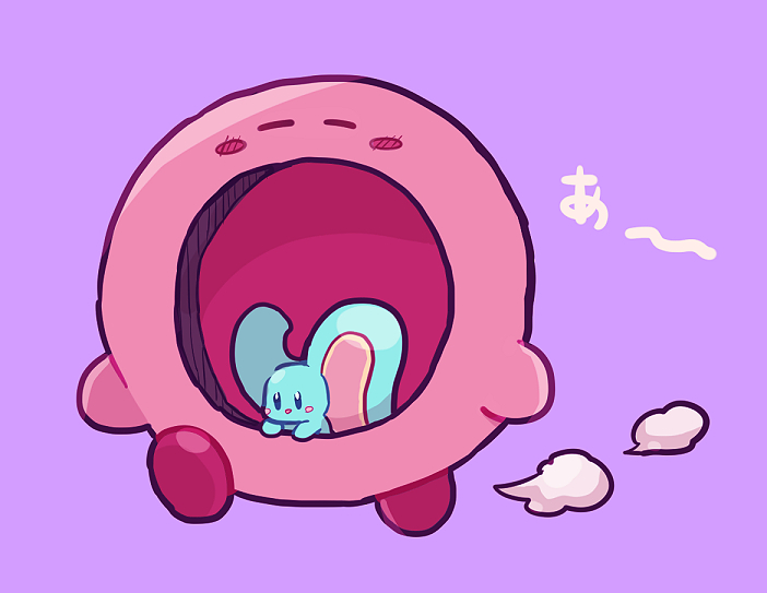 kirby, elfilin, and ring mouth (kirby and 1 more) drawn by chiimako
