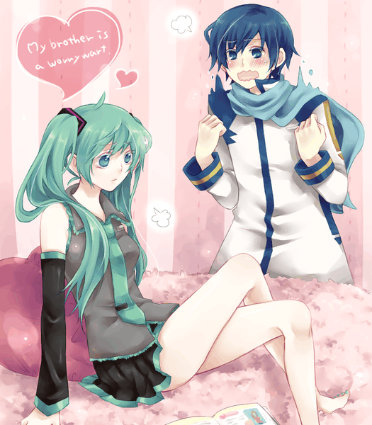 hatsune miku and kaito (vocaloid) drawn by psk_113