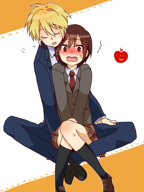 ringo-chan and president (danshi koukousei no nichijou) drawn by kurumi_tanaka