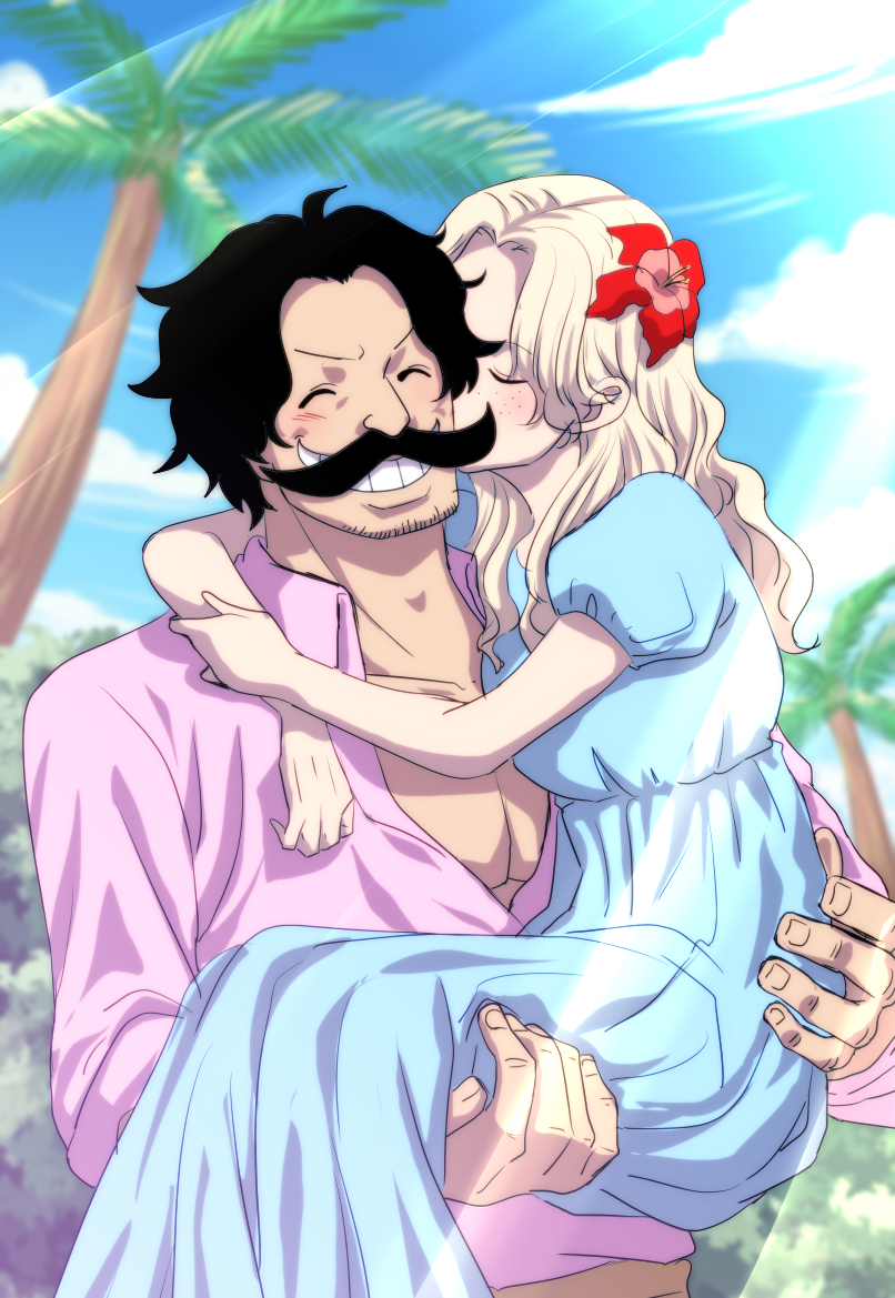 gol d. roger and portgas d. rouge (one piece) drawn by musasabiop