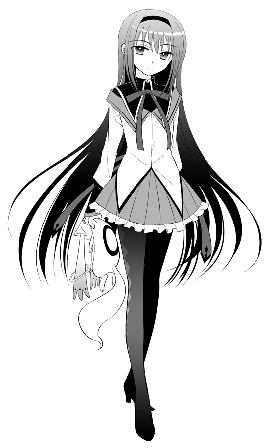 akemi homura and kyubey (mahou shoujo madoka magica) drawn by shima_tokio