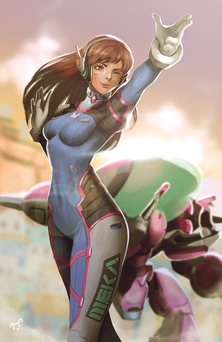 d.va (overwatch and 1 more) drawn by mynare