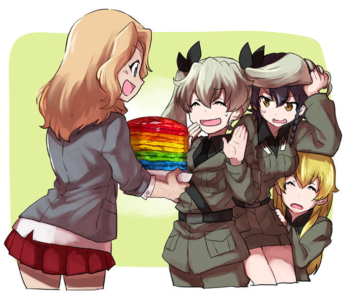 anchovy, kay, pepperoni, and carpaccio (girls und panzer) drawn by oono_imo