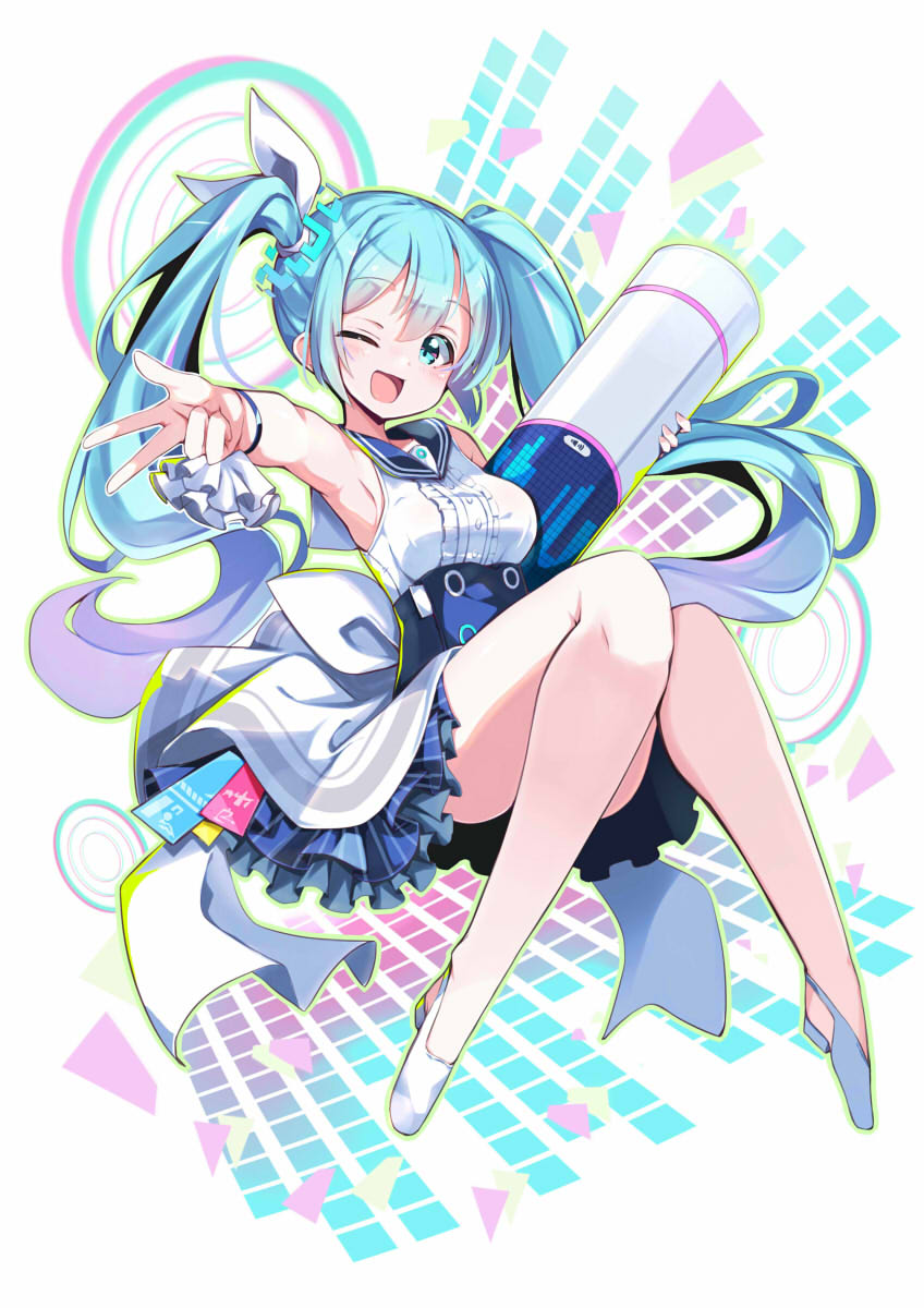 hatsune miku (blue archive and 1 more) drawn by omochishiki
