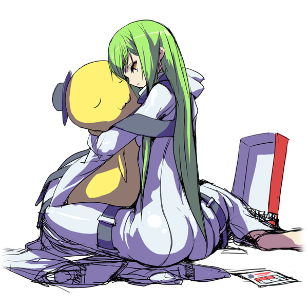 c.c. and cheese-kun (code geass and 1 more) drawn by akaga_hirotaka