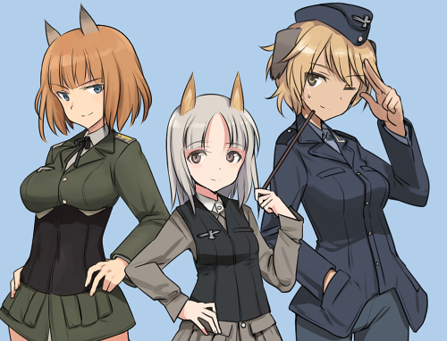 waltrud krupinski, edytha rossmann, and gundula rall (world witches series and 1 more) drawn by shimada_fumikane