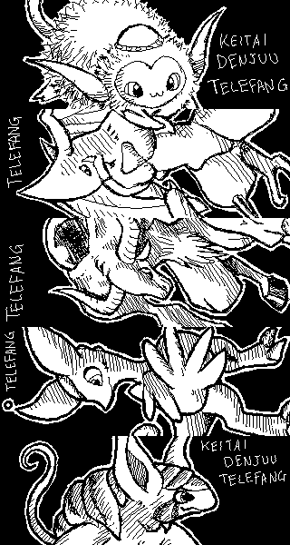 waratah, rex, gyuun, gymnos, and angios (keitai denjuu telefang) drawn by raciebeep