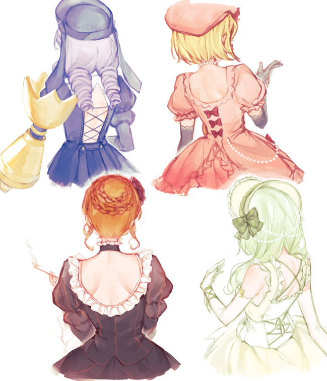 beatrice, lambdadelta, dlanor a. knox, and clair vaux bernardus (umineko no naku koro ni) drawn by najaggwaeng