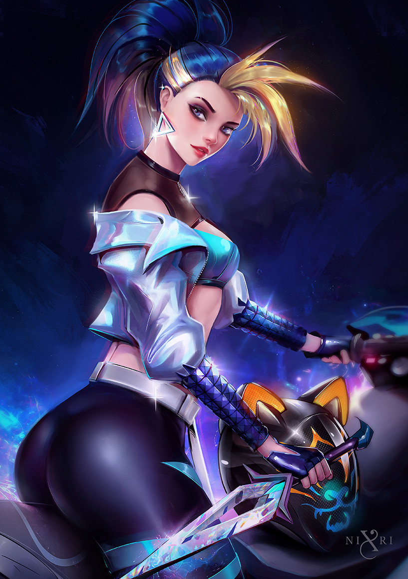 akali and k/da all out akali (league of legends) drawn by nixri