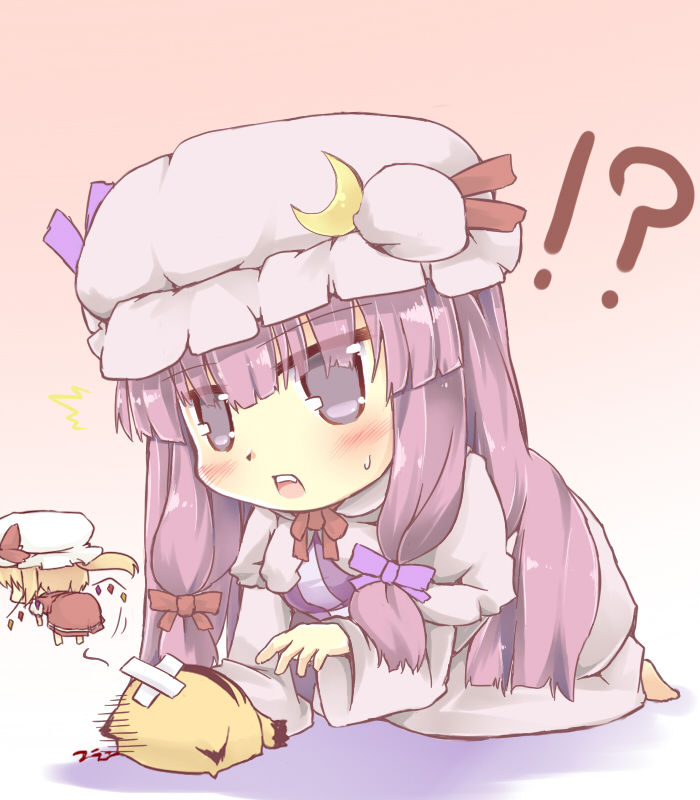 flandre scarlet, patchouli knowledge, and kuzuneko (original and 1 more) drawn by hazuki_ruu
