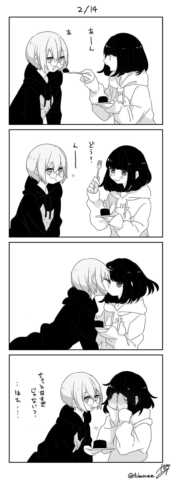 cat hoodie girl and bird hoodie girl (original) drawn by tsubaki_tsubaru