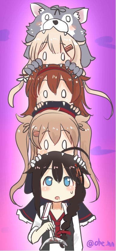 shigure, yuudachi, shigure kai ni, yuudachi kai ni, murasame, and 3 more (kantai collection) drawn by ahenn