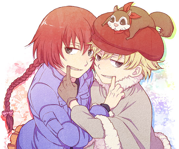 suou pavlichenko, july, and petya (darker than black) drawn by toppe