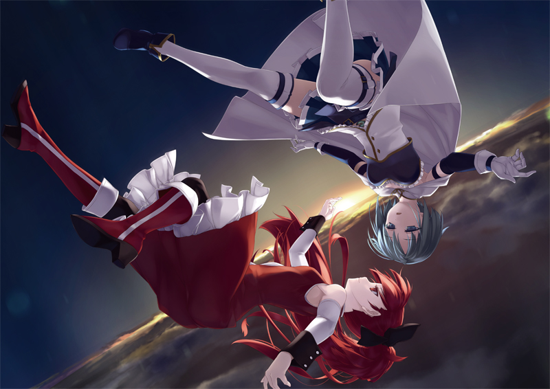 miki sayaka and sakura kyoko (mahou shoujo madoka magica) drawn by rokuwata_tomoe