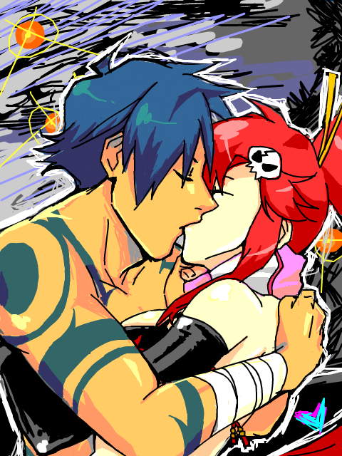yoko littner and kamina (tengen toppa gurren lagann) drawn by mt