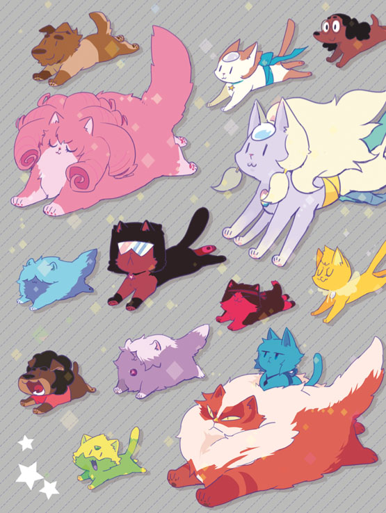 pearl, lapis lazuli, steven quartz universe, peridot, amethyst, and 9 more (steven universe) drawn by fenman