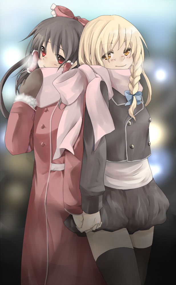 hakurei reimu and kirisame marisa (touhou) drawn by asagi-so