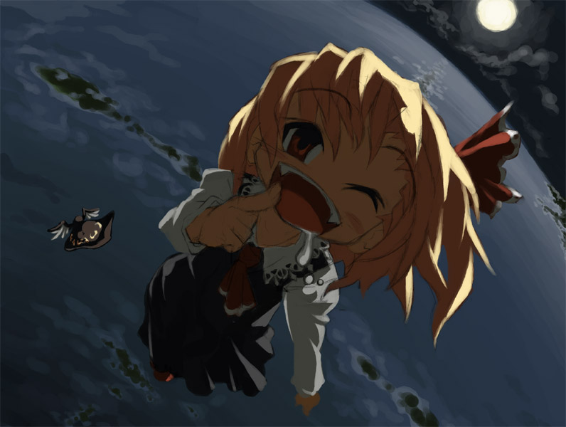 rumia and mystia lorelei (touhou) drawn by itsukia